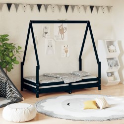 vidaXL Estructura de cama para niños madera de pino negro 70x140 cm