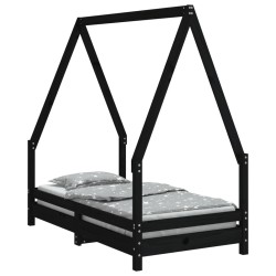 vidaXL Estructura de cama para niños madera de pino negro 70x140 cm