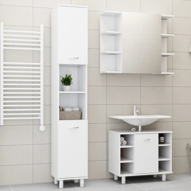 vidaXL Juego de muebles de baño 3 pzas madera de ingeniería blanco