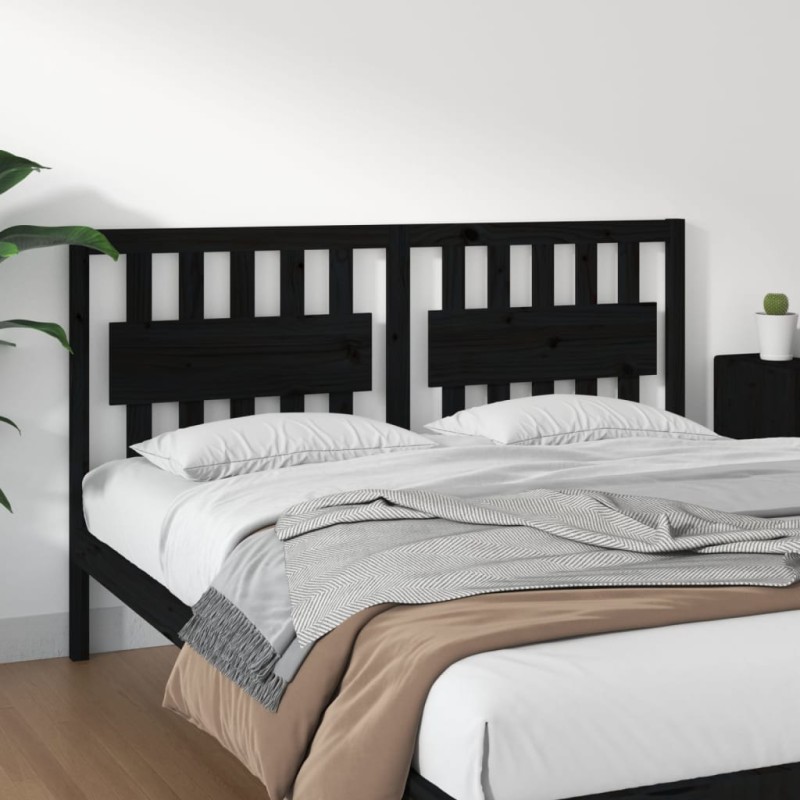vidaXL Cabecero de cama madera maciza de pino negro 165,5x4x100 cm vidaXL Cabecero de cama madera maciza de pino negro 165,5x4x100 cm