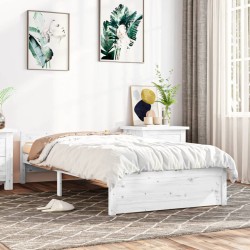 vidaXL Estructura de cama individual madera maciza blanca 75x190 cm