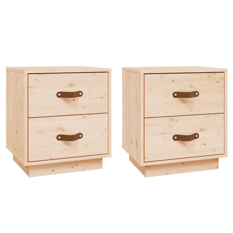 vidaXL Mesitas de noche 2 uds madera maciza de pino 40x34x45 cm vidaXL Mesitas de noche 2 uds madera maciza de pino 40x34x45 cm