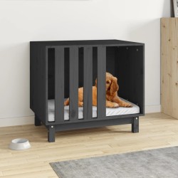 vidaXL Caseta para perros madera maciza de pino gris 70x50x62 cm