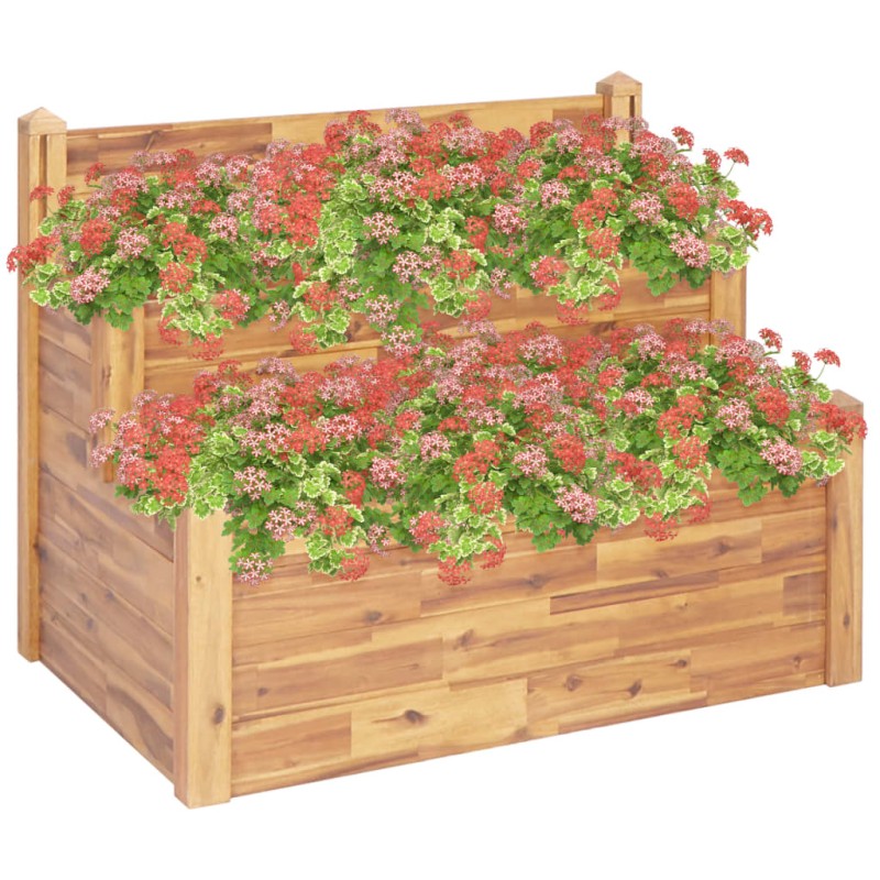 vidaXL Jardinera de 2 niveles madera maciza de acacia 110x75x84 cm vidaXL Jardinera de 2 niveles madera maciza de acacia 110x75x84 cm