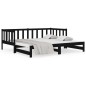 vidaXL Sofá cama extraíble madera maciza de pino negro 2x(90x190) cm vidaXL Sofá cama extraíble madera maciza de pino negro 2x(90x190) cm