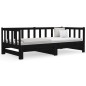 vidaXL Sofá cama extraíble madera maciza de pino negro 2x(90x190) cm vidaXL Sofá cama extraíble madera maciza de pino negro 2x(90x190) cm