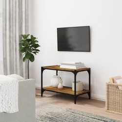 vidaXL Mueble para TV contrachapada y acero roble ahumado 60x33x41 cm