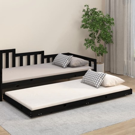 vidaXL Estructura de cama madera maciza de pino negro 100x200 cm