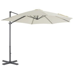 vidaXL Sombrilla voladiza con poste de aluminio 300 cm arena