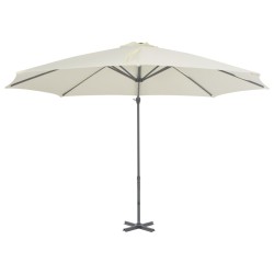 vidaXL Sombrilla voladiza con poste de aluminio 300 cm arena