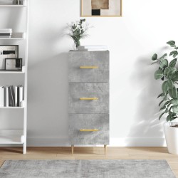 vidaXL Aparador de madera contrachapada gris hormigón 34,5x34x90 cm