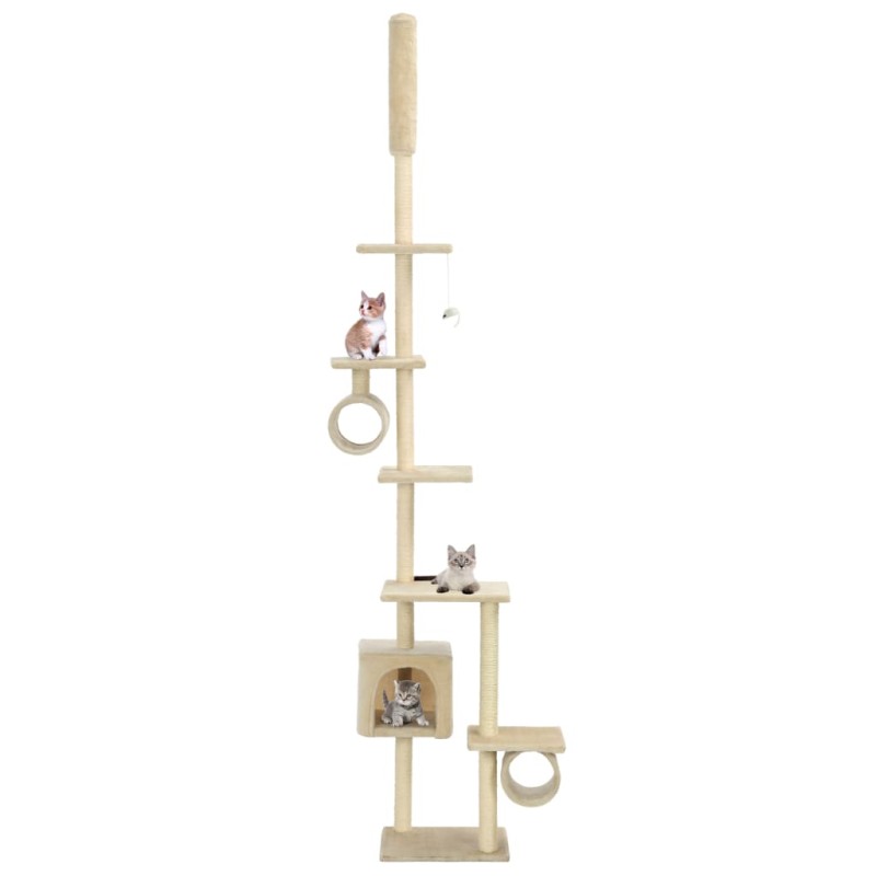vidaXL Rascador para gatos con postes de sisal beige 260 cm vidaXL Rascador para gatos con postes de sisal beige 260 cm