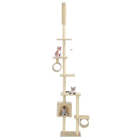 vidaXL Rascador para gatos con postes de sisal beige 260 cm