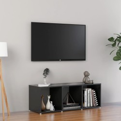 vidaXL Mueble de TV madera contrachapada gris brillante 107x35x37 cm