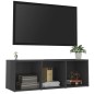 vidaXL Mueble de TV madera contrachapada gris brillante 107x35x37 cm