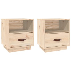 vidaXL Mesitas de noche 2 uds madera maciza de pino 40x34x45 cm