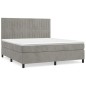vidaXL Cama box spring con colchón terciopelo gris claro 180x200 cm vidaXL Cama box spring con colchón terciopelo gris claro 180x200 cm