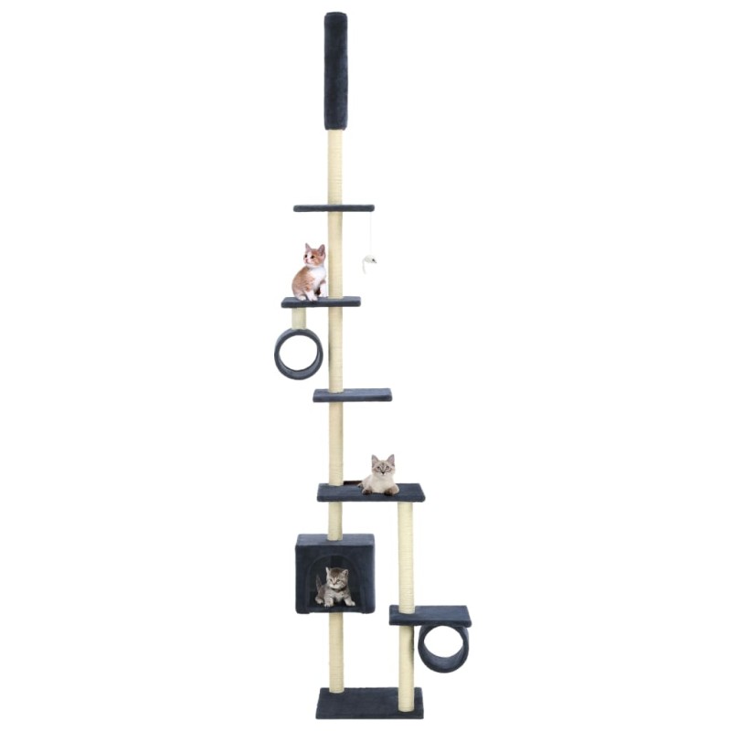 vidaXL Rascador para gatos con postes de sisal azul oscuro 260 cm vidaXL Rascador para gatos con postes de sisal azul oscuro 260 cm
