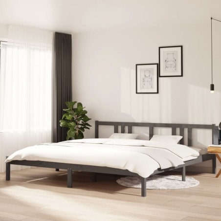 vidaXL Estructura de cama madera maciza gris 200x200 cm