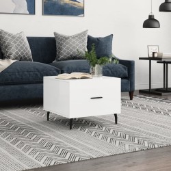 vidaXL Mesa de centro madera de ingeniería brillo blanco 50x50x40 cm