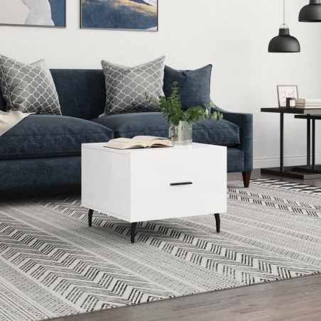 vidaXL Mesa de centro madera de ingeniería brillo blanco 50x50x40 cm