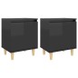 vidaXL Mesitas de noche 2 uds patas madera negro brillo 40x30x50 cm vidaXL Mesitas de noche 2 uds patas madera negro brillo 40x30x50 cm