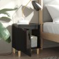 vidaXL Mesitas de noche 2 uds patas madera negro brillo 40x30x50 cm vidaXL Mesitas de noche 2 uds patas madera negro brillo 40x30x50 cm