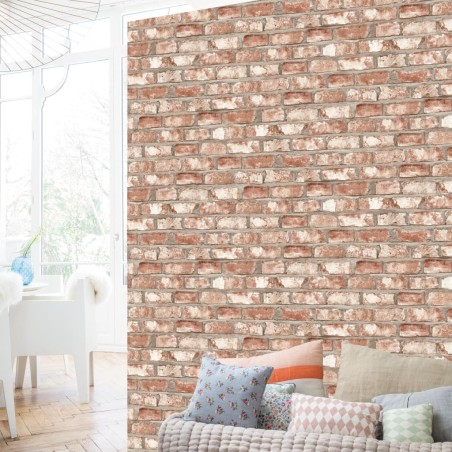 DUTCH WALLCOVERINGS Papel de pared diseño de ladrillos rojo EW3102 