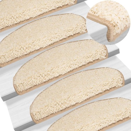vidaXL Alfombrillas de escalera 10 unidades crema 65x21x4 cm