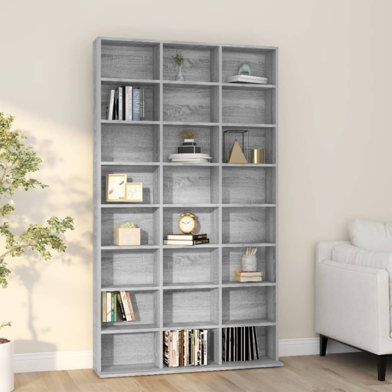 vidaXL Estante de CD madera contrachapada gris Sonoma 102x23x177,5 cm vidaXL Estante de CD madera contrachapada gris Sonoma 102x23x177,5 cm