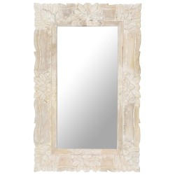 vidaXL Espejo de madera maciza de mango blanco 80x50 cm