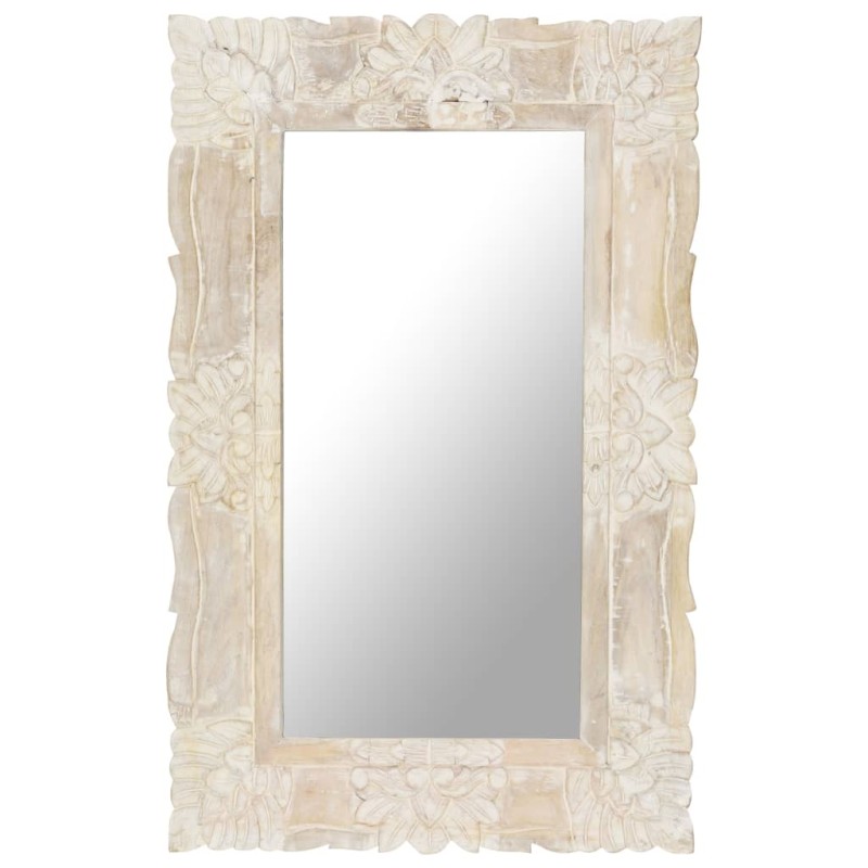 vidaXL Espejo de madera maciza de mango blanco 80x50 cm vidaXL Espejo de madera maciza de mango blanco 80x50 cm