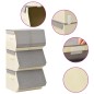 vidaXL Juego de cajas de almacenaje apilables 4 uds tela gris y crema vidaXL Juego de cajas de almacenaje apilables 4 uds tela gris y crema
