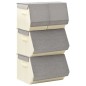 vidaXL Juego de cajas de almacenaje apilables 4 uds tela gris y crema vidaXL Juego de cajas de almacenaje apilables 4 uds tela gris y crema