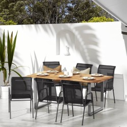 vidaXL Sillas de jardín 6 unidades acero y textilene negro