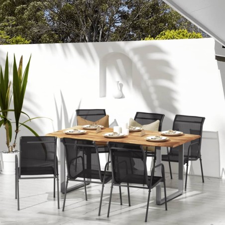 vidaXL Sillas de jardín 6 unidades acero y textilene negro