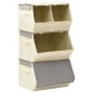 vidaXL Juego de cajas de almacenaje apilables 4 uds tela gris y crema vidaXL Juego de cajas de almacenaje apilables 4 uds tela gris y crema