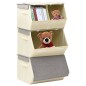 vidaXL Juego de cajas de almacenaje apilables 4 uds tela gris y crema vidaXL Juego de cajas de almacenaje apilables 4 uds tela gris y crema