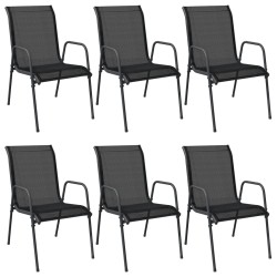 vidaXL Sillas de jardín 6 unidades acero y textilene negro