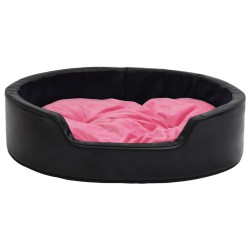 vidaXL Cama de perros felpa y cuero sintético negro y rosa 79x70x19 cm