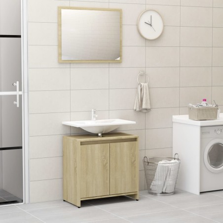 vidaXL Conjunto de muebles de baño contrachapada color roble Sonoma