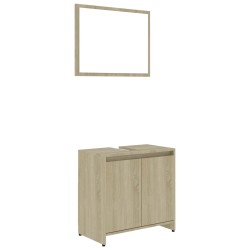 vidaXL Conjunto de muebles de baño contrachapada color roble Sonoma