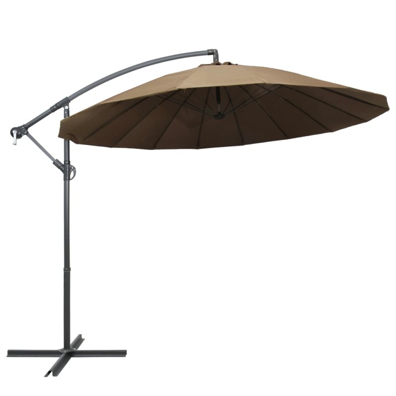 vidaXL Sombrilla colgante con palo de aluminio gris taupe 3 m vidaXL Sombrilla colgante con palo de aluminio gris taupe 3 m