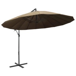 vidaXL Sombrilla colgante con palo de aluminio gris taupe 3 m