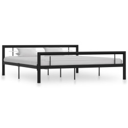 vidaXL Estructura de cama de metal negro y blanco 180x200 cm