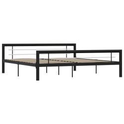 vidaXL Estructura de cama de metal negro y blanco 180x200 cm