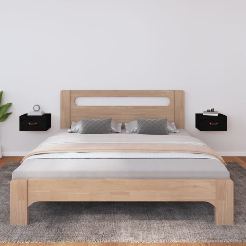 vidaXL Mesitas de noche de pared 2 uds negro 40x29,5x22 cm vidaXL Mesitas de noche de pared 2 uds negro 40x29,5x22 cm