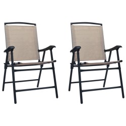 vidaXL Sillas plegables de jardín 2 unidades textilene gris taupe