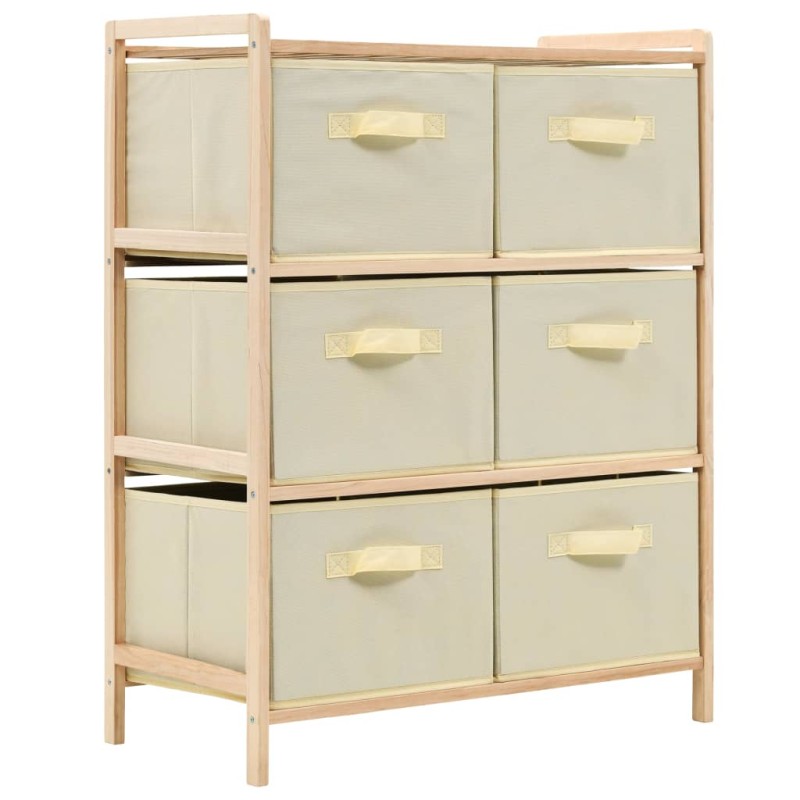 vidaXL Estantería de almacenaje 6 cestas de tela madera de cedro beige vidaXL Estantería de almacenaje 6 cestas de tela madera de cedro beige
