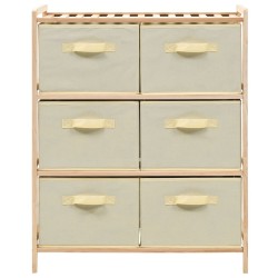 vidaXL Estantería de almacenaje 6 cestas de tela madera de cedro beige
